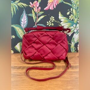 Stella Bianca Red Woven Leather Bag Made in Italy